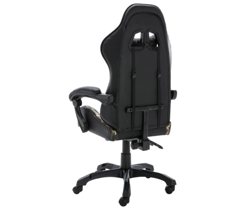 Silla gaming de cuero sintético negro y camuflaje