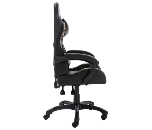 Silla gaming de cuero sintético negro y camuflaje