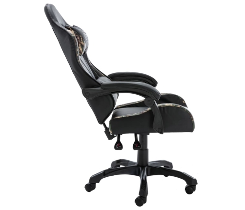 Silla gaming de cuero sintético negro y camuflaje