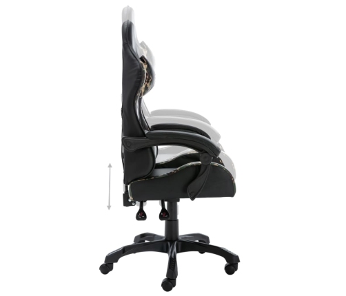 Silla gaming de cuero sintético negro y camuflaje