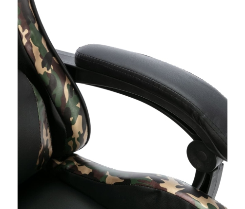 Silla gaming de cuero sintético negro y camuflaje