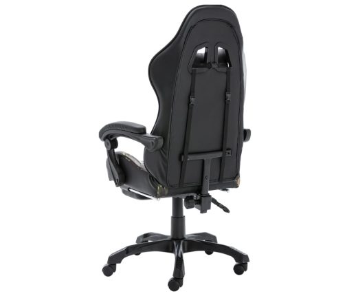 Silla gaming con reposapiés cuero sintético negro y camuflaje