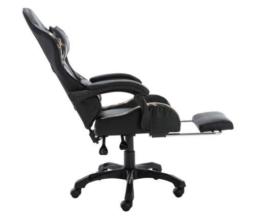 Silla gaming con reposapiés cuero sintético negro y camuflaje