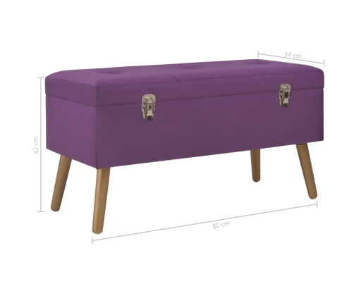 Banco con compartimento de terciopelo morado 80 cm