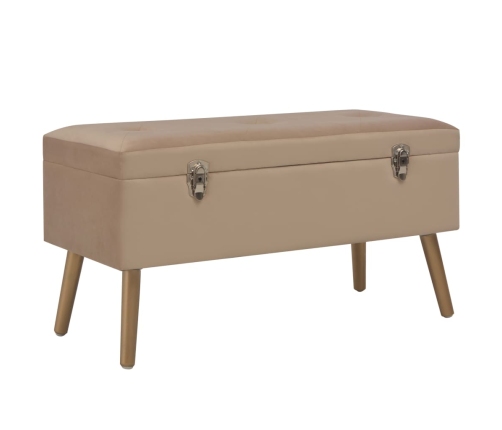 Banco con compartimento de terciopelo beige 80 cm