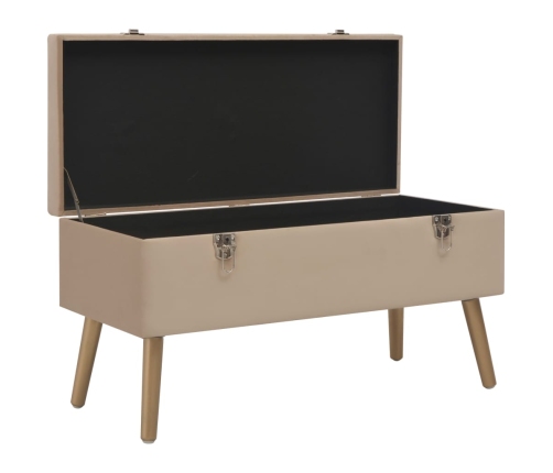 Banco con compartimento de terciopelo beige 80 cm