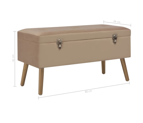 Banco con compartimento de terciopelo beige 80 cm