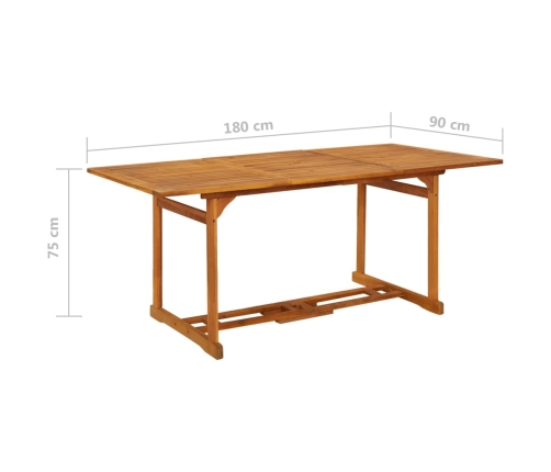 vidaXL Mesa de comedor jardín 180x90x75 cm madera maciza de acacia