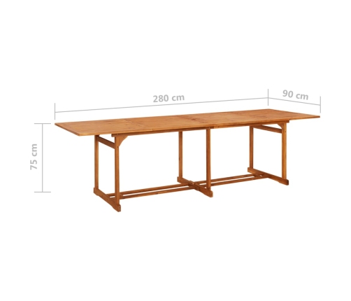 Mesa de comedor jardín 280x90x75 cm madera maciza de acacia