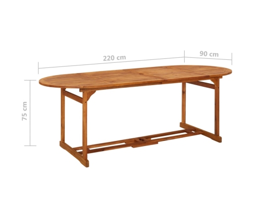 Mesa de comedor jardín 220x90x75 cm madera maciza de acacia