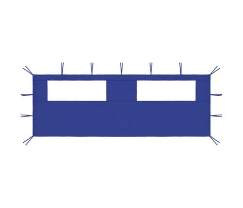 Pared lateral de cenador con ventanas azul 6x2 m