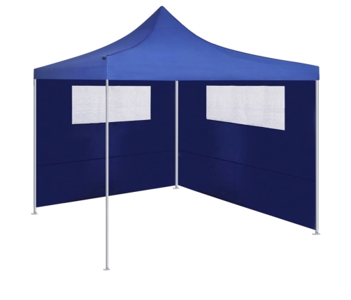 Pared lateral de cenador con ventanas azul 6x2 m
