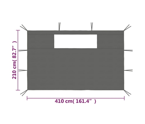 Paredes laterales de cenador con ventanas 2 uds gris antracita