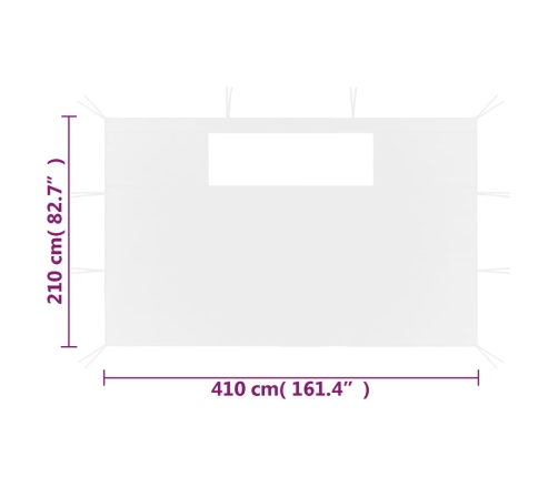 Paredes laterales de cenador con ventanas 2 unidades blanco