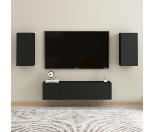 Mueble para TV de madera contrachapada negro 30,5x30x60 cm