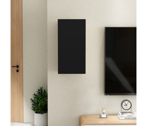 Mueble para TV de madera contrachapada negro 30,5x30x60 cm