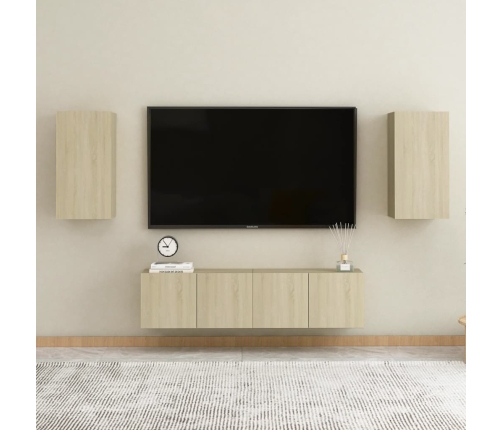 Mueble de TV madera contrachapada color roble 30,5x30x60 cm