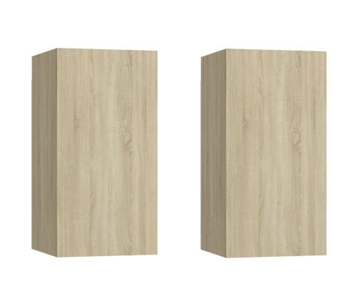 Mueble de TV 2 uds madera contrachapada roble 30,5x30x60 cm