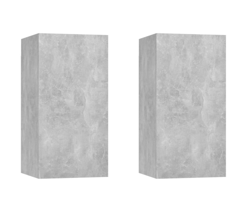 vidaXL Muebles para TV 2 uds contrachapada gris hormigón 30,5x30x60 cm