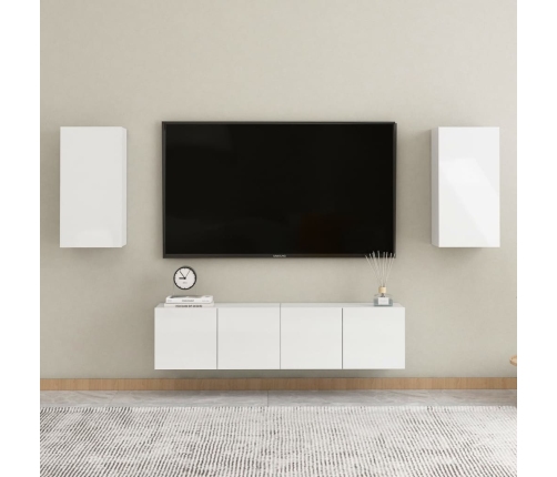 Mueble de TV madera contrachapada blanco brillante 30,5x30x60cm