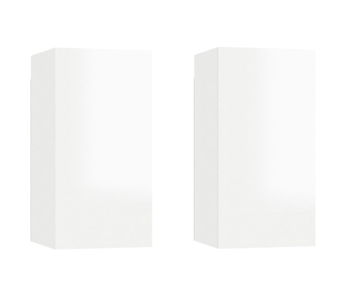 Mueble de TV 2 uds contrachapada blanco brillante 30,5x30x60 cm