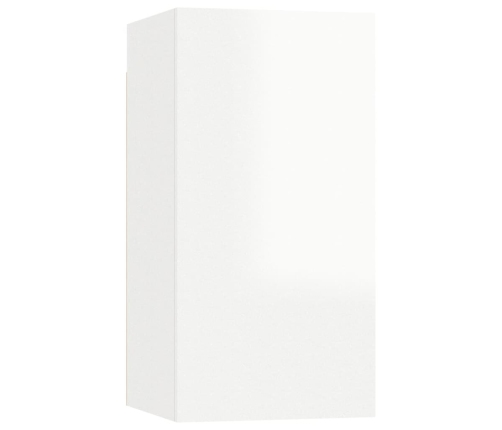 Mueble de TV 2 uds contrachapada blanco brillante 30,5x30x60 cm