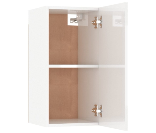 Mueble de TV 2 uds contrachapada blanco brillante 30,5x30x60 cm