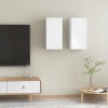 Mueble de TV 2 uds contrachapada blanco brillante 30,5x30x60 cm