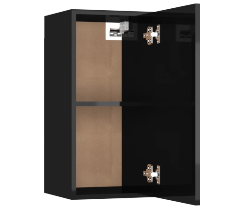 Mueble de TV madera contrachapada negro brillante 30,5x30x60cm