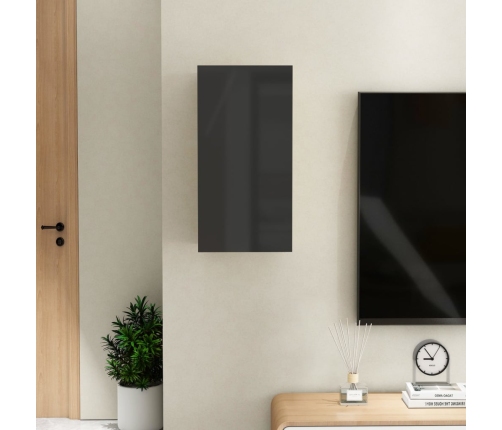 Mueble de TV madera contrachapada negro brillante 30,5x30x60cm