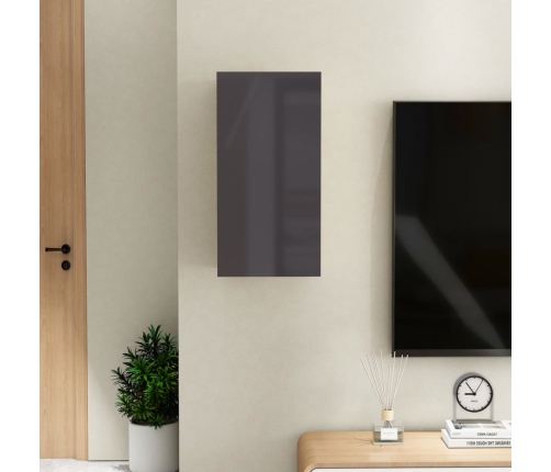 Mueble de TV madera contrachapada gris brillante 30,5x30x60cm