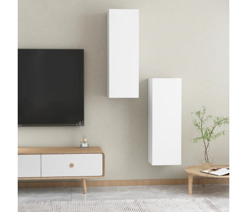 Muebles para TV 2 uds madera contrachapada blanco 30,5x30x90 cm