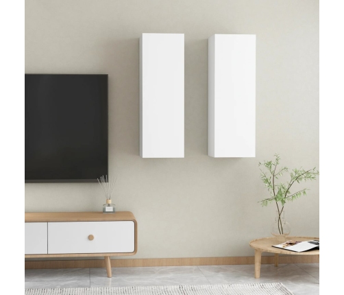 Muebles para TV 2 uds madera contrachapada blanco 30,5x30x90 cm