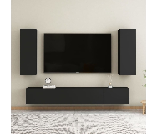 Mueble para TV madera contrachapada negro 30,5x30x90 cm