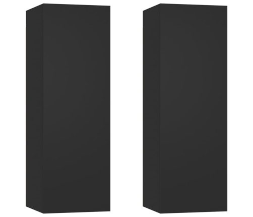 Muebles para TV 2 uds madera contrachapada negro 30,5x30x90 cm