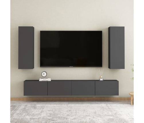 vidaXL Mueble para TV madera contrachapada gris 30,5x30x90 cm