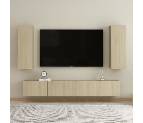 Mueble de TV madera contrachapada color roble 30,5x30x90 cm