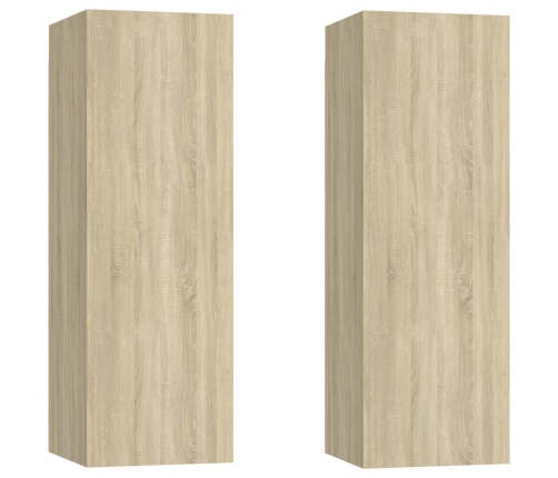 Muebles de TV 2 uds madera contrachapada roble 30,5x30x90 cm