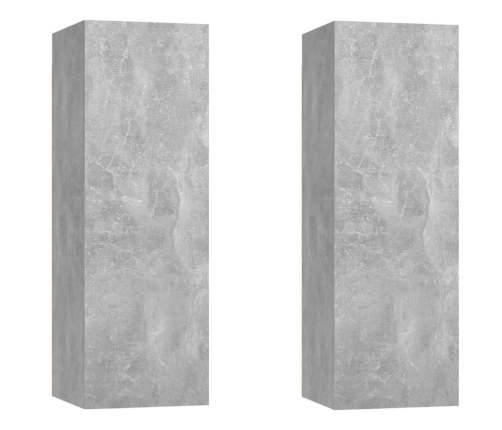 Muebles para TV 2 uds contrachapada gris hormigón 30,5x30x90 cm