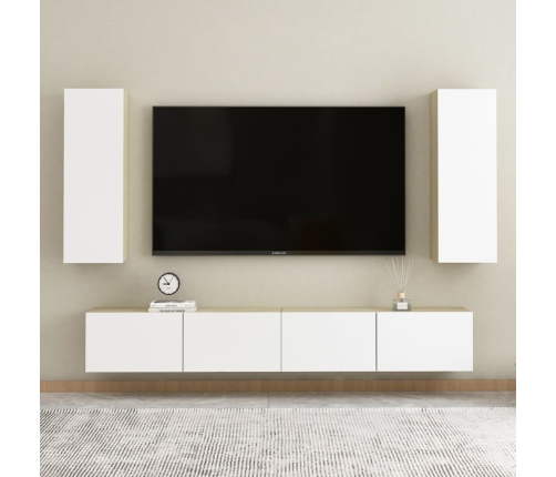 Mueble para TV madera contrachapada blanco roble 30,5x30x90 cm