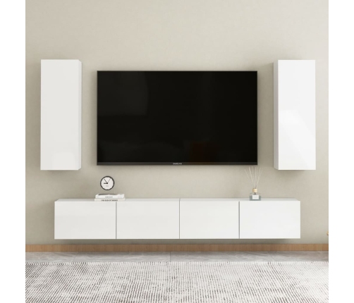 Mueble TV madera contrachapada blanco brillante 30,5x30x90 cm