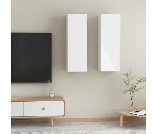 vidaXL Muebles de TV 2 uds blanco brillo 30,5x30x90 cm