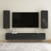 Mueble de TV madera contrachapada negro brillante 30,5x30x90 cm