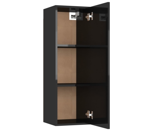 Mueble de TV madera contrachapada negro brillante 30,5x30x90 cm