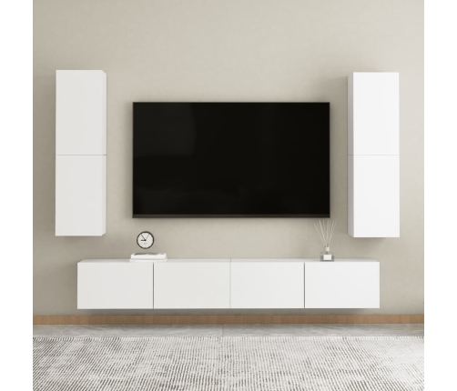 vidaXL Mueble para TV de madera contrachapada blanco 30,5x30x110 cm