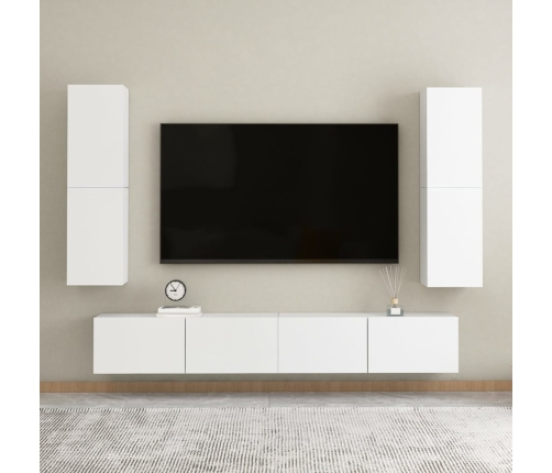 vidaXL Muebles para TV 2 uds contrachapada blanco 30,5x30x110 cm