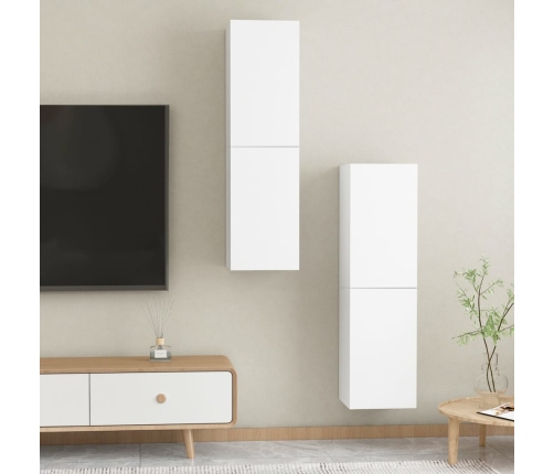 vidaXL Muebles para TV 2 uds contrachapada blanco 30,5x30x110 cm