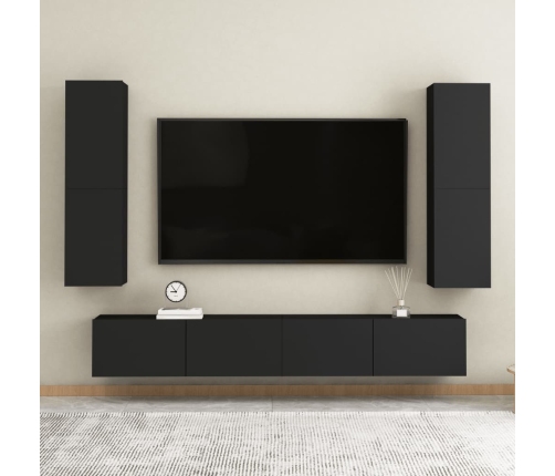 Mueble pared TV madera contrachapada negro 30,5x30x110 cm