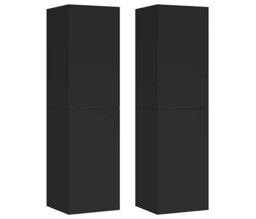 Muebles para TV 2 uds madera contrachapada negro 30,5x30x110 cm