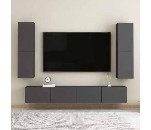 Mueble para TV madera contrachapada gris 30,5x30x110 cm